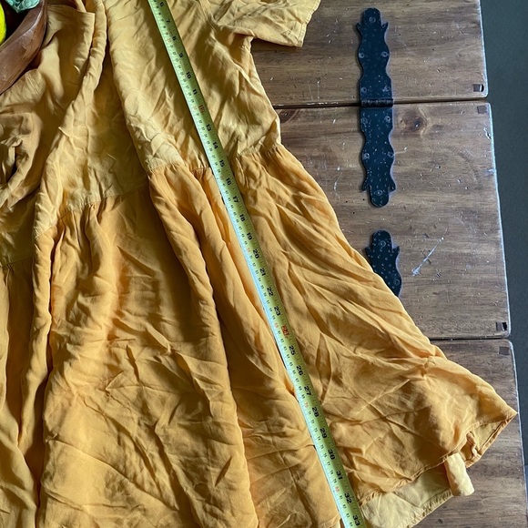 Lacausa Cassie Dress Anthropologie “tar” Gold Yellow Babydoll Layered Small S - Picture 10 of 12